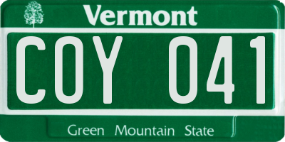 VT license plate COY041