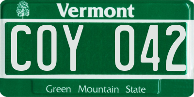 VT license plate COY042