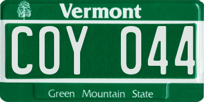 VT license plate COY044
