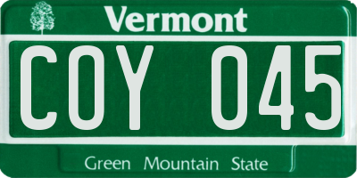 VT license plate COY045