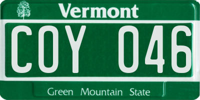 VT license plate COY046