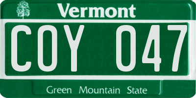 VT license plate COY047