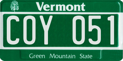 VT license plate COY051