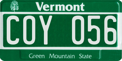 VT license plate COY056