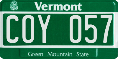 VT license plate COY057