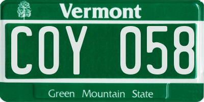 VT license plate COY058