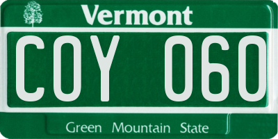 VT license plate COY060