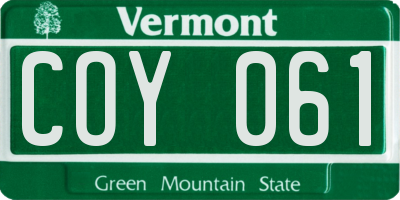 VT license plate COY061