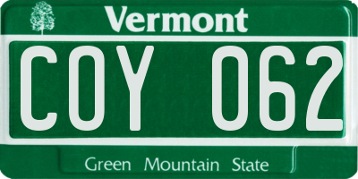 VT license plate COY062