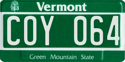 VT license plate COY064