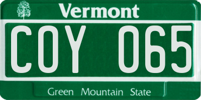 VT license plate COY065