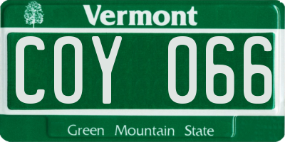 VT license plate COY066