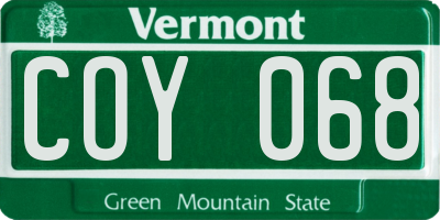 VT license plate COY068