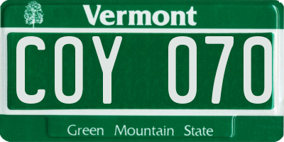 VT license plate COY070