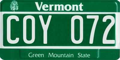 VT license plate COY072
