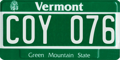 VT license plate COY076
