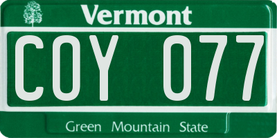 VT license plate COY077