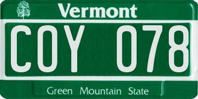 VT license plate COY078