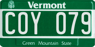 VT license plate COY079