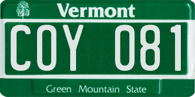 VT license plate COY081