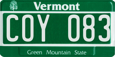 VT license plate COY083