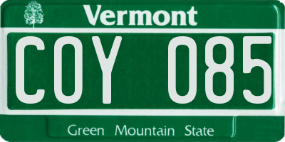 VT license plate COY085