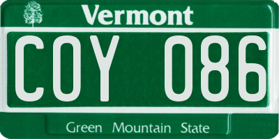 VT license plate COY086