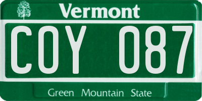 VT license plate COY087