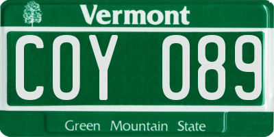 VT license plate COY089