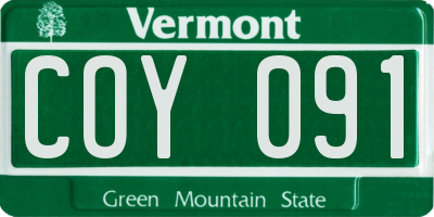 VT license plate COY091