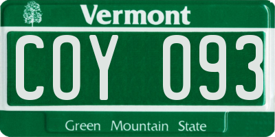 VT license plate COY093