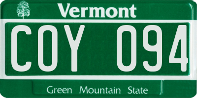 VT license plate COY094