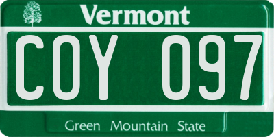 VT license plate COY097