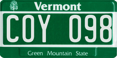 VT license plate COY098