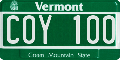 VT license plate COY100