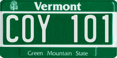 VT license plate COY101
