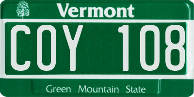 VT license plate COY108