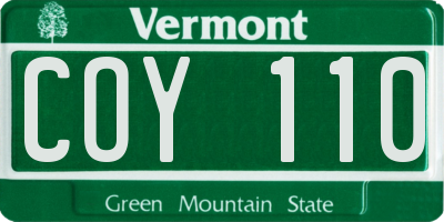 VT license plate COY110