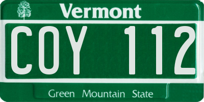VT license plate COY112