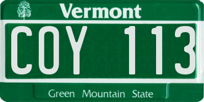 VT license plate COY113