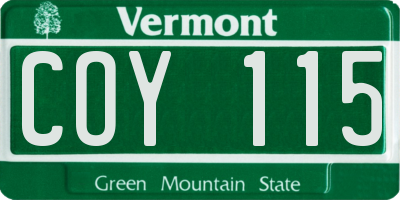 VT license plate COY115