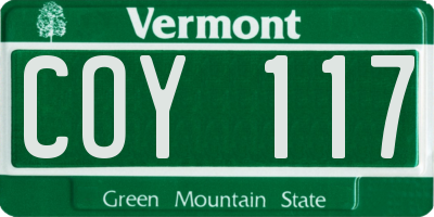VT license plate COY117