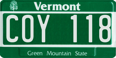 VT license plate COY118