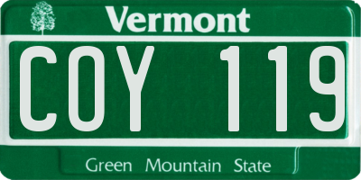VT license plate COY119