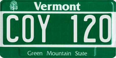 VT license plate COY120