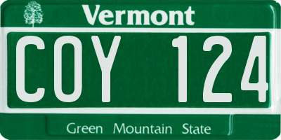 VT license plate COY124