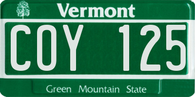 VT license plate COY125