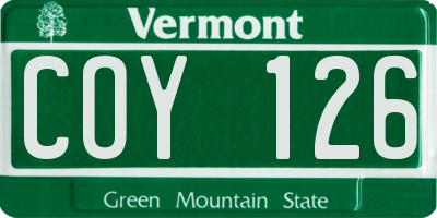 VT license plate COY126