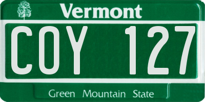 VT license plate COY127