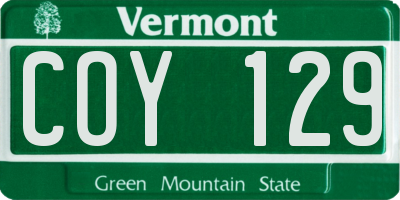 VT license plate COY129